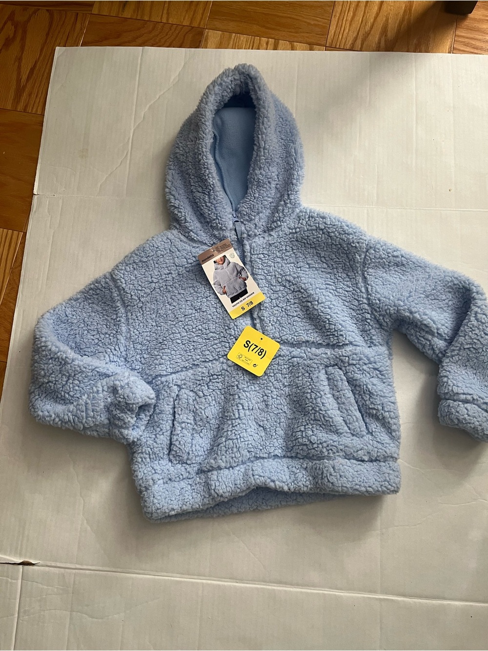 Mondetta Light Blue Sherpa Hooded Pullover for Kids. Size 7/8